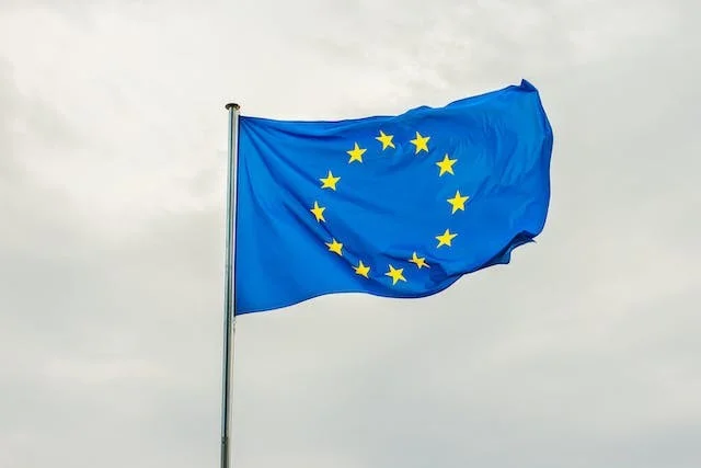 EU flag on a cloudy day