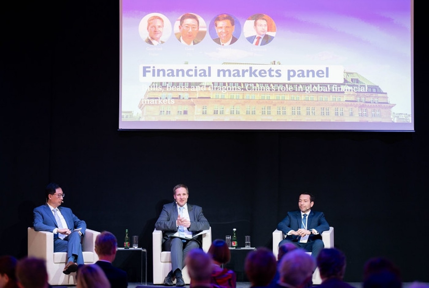 Gene Ma, Gottfried Haber, and Christoph Pesau discussing at the financial market panel at CEEI 2023 in Vienna