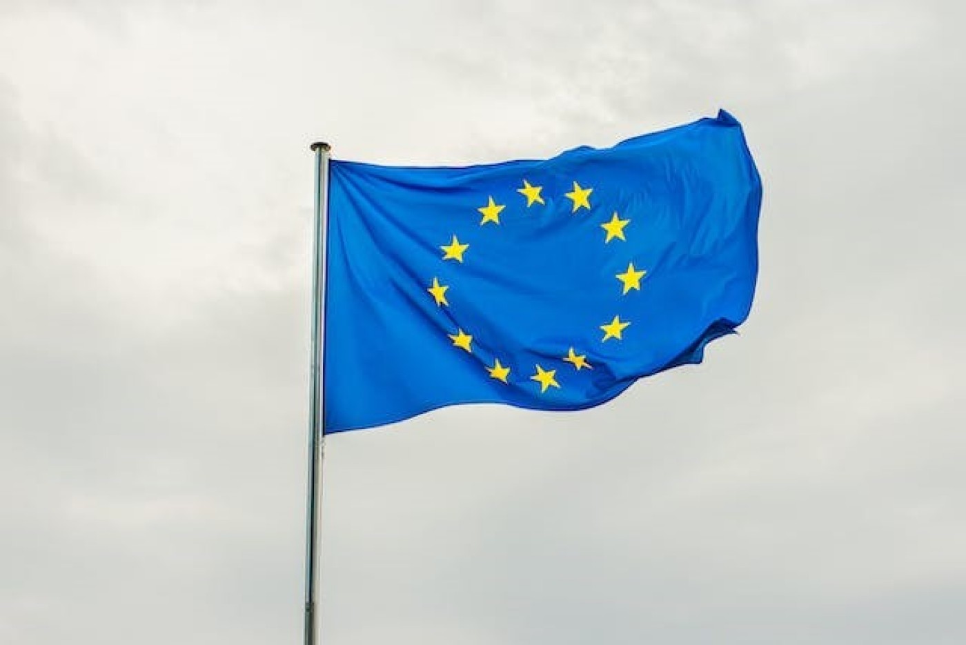 EU flag on a cloudy day